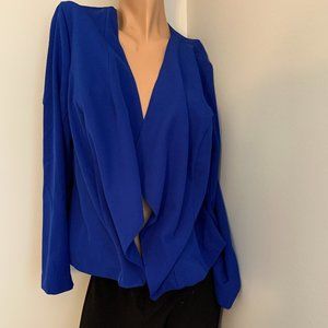 Relativity Royal Blue Draped Open Front Blazer Women’s Size Medium Stretch
